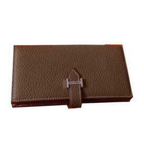 First-class Quality Hermes Bearn Japonaise Grainy Leather Wallet H8622W Grey HMS1CO9Q103