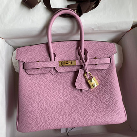 Hermes Birkin 25 Retourne Handmade Bag In Mauve Sylvestre Clemence Leather 1:1 Replica HMSWVSP0UFC