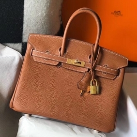 Hermes Birkin 25cm Bag In Gold Clemence Leather GHW 1:1 Replica HMS2XUL9PX8