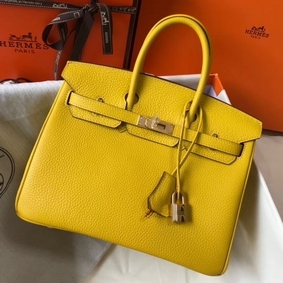 Top Replica Hermes Birkin 25cm Bag In Yellow Clemence Leather GHW HMSO07MHK7Q