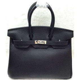 Replica Hermes Birkin 25CM Tote Bag Original Leather H25T Black HMSS1D04ZZ2