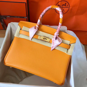 Hermes Birkin 30 Handmade Bag In Yellow Epsom Leather Top Replica HMSPUJ1Y0CJ