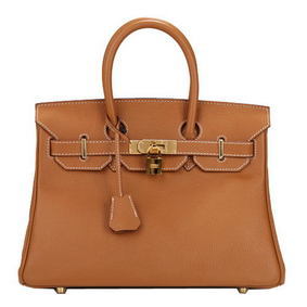 Best Quality Hermes Birkin 30CM Tote Bag Camel Original Leather H30 Gold HMSN54P6605