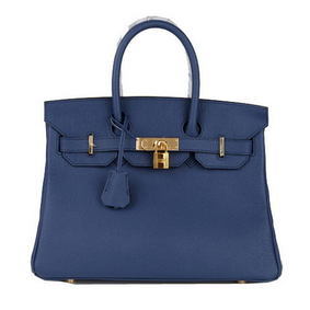 Imitation Hermes Birkin 30CM Tote Bag RoyalBlue Original Leather H30 Gold HMSS0D3O2YS