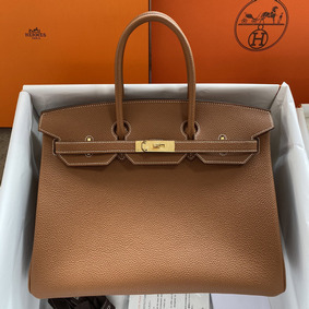 Hermes Birkin 35 Retourne Handmade Bag In Gold Clemence Leather Replica HMSXR9G9JBV