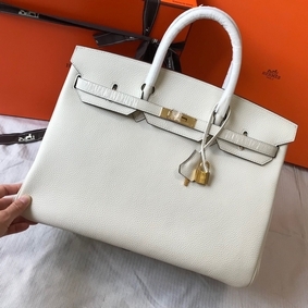 Fake Hermes Birkin 40 Handmade Bag In White Clemence Leather HMSSYTRN2Q1