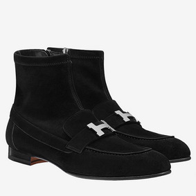 Hermes Black Suede Saint Honore Ankle Boots Replica HMS51D10HJD