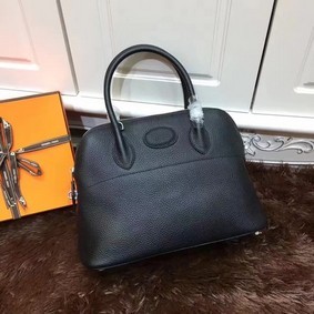 1:1 Replica Hermes Bolide 31CM Calfskin Leather Tote Bag B3302 Black HMSXF94ZF1U