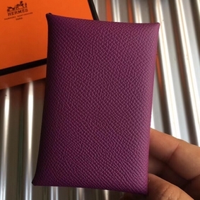 Hermes Calvi Card Holder In Purple Epsom Leather 1:1 Replica HMS1NGN6365