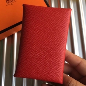 Hermes Calvi Card Holder In Red Epsom Leather Top Replica HMSE4NDXQ1K