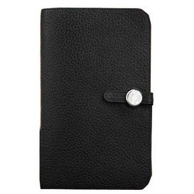 Replica Hermes Compact Passport Holder Original Leather Wallet Black HMSI2942LBM