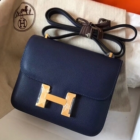 Copy Hermes Constance 18 Handmade Bag In Sapphire Epsom Leather HMS7LTQDO7T