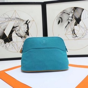 Fake Hermes Cosmetic Bag H3699 Blue HMS8EXHT402