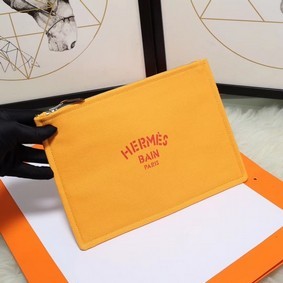 Hermes Cosmetic Bag H3700 Mango Yellow Replica HMSD70F2ULS