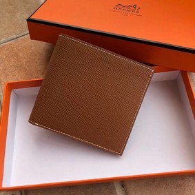 Hermes espom leather Wallet H2296 brown Top Replica HMS7J1AXU07