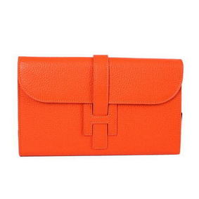 Imitation Hermes Jige Clutch Bag Calfskin Leather HQ864 Orange HMSQA91D07S