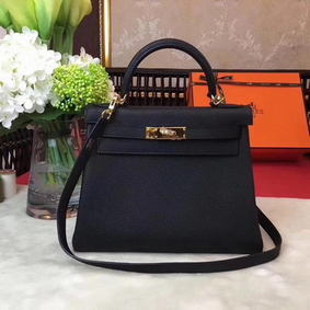 Hermes Kelly 32cm Shoulder Bag TOGO Leather KY32 Black Replica HMSZ04SHEX7