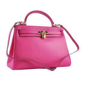Cheap Hermes Kelly 32cm Shoulder Bags Rosy Grainy Leather Gold HMS1YRWJE6H