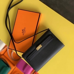 Best Quality Hermes Kelly Classique To Go Wallet In Black Epsom Calfskin HMSZ0ULN2W9