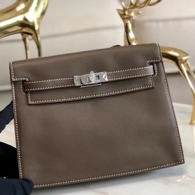Imitation Hermes Kelly Danse Handmade Bag In Taupe Swift Leather HMSU8D1JHFJ
