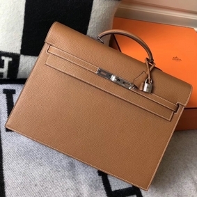 Copy Hermes Kelly Depeche 38 Briefcase In Brown Calfskin HMS5P040NF9