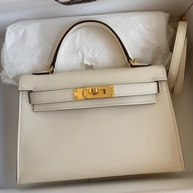 Fake Hermes Kelly Mini II Sellier Handmade Bag In Nata Epsom Calfskin HMSGQ692WI5