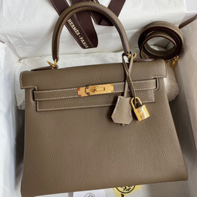 Imitation Hermes Kelly Retourne 28 Handmade Bag In Taupe Clemence Leather HMSWWQ2DH0P