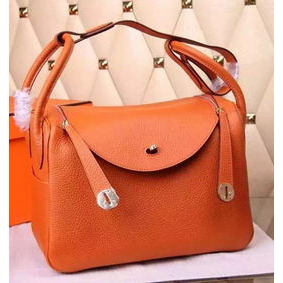 Hermes Lindy 30CM Leather Shoulder Bag H0881 Orange Replica HMSQ90F25MR