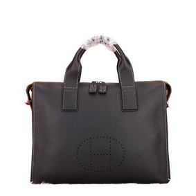 Hermes Mens Briefcase Original Calf Leather H86683 Black 1:1 Replica HMS663V69PA