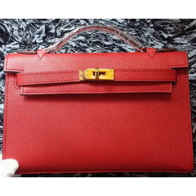 Fake Hermes MINI Kelly 22cm Tote Bag Calf Leather K011 Red HMSE40HIVO6
