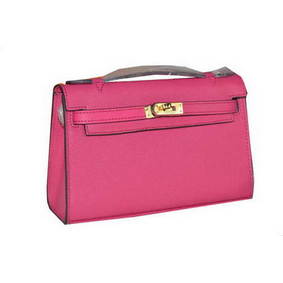 Hermes MINI Kelly 22cm Tote Bag Calfskin Leather Rose Replica HMS9Q8918VS