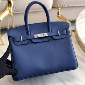 Hermes original Epsom Leather HB35O blue&silver Metal 1:1 Replica HMS5LFVHAYK