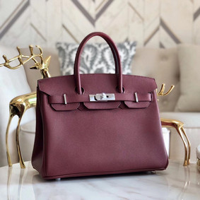 Hermes original Epsom Leather HB35O Burgundy&silver Metal Replica HMSXDTQPF00