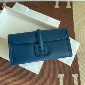 Imitation Hermes Original jige swift Leather Clutch 37088 drak gray HMSFYH8Z105