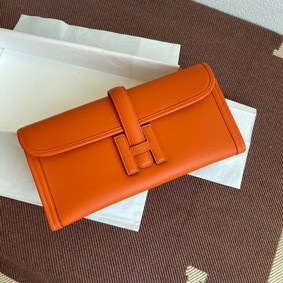 Best Quality Hermes Original jige swift Leather Clutch 37088 Orange HMS1306QM4N