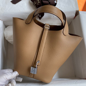 Hermes Picotin Lock 18 Handmade Bag in Chai Clemence Leather HMSV0GPVFQ9
