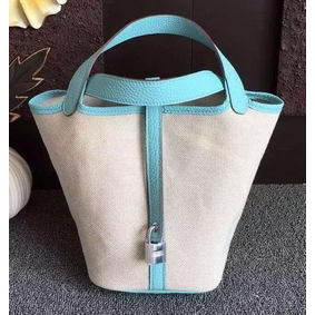 Hermes Picotin Lock 18cm Bag Canvas HPL8618T Light Blue Replica HMSV1DZ3D1R