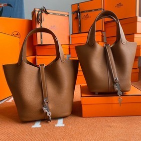 Hermes Picotin Lock Bags Original togo Leather PL3388 brown Replica HMS1BSS9SW7