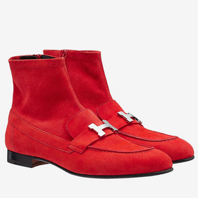 Hermes Red Suede Saint Honore Ankle Boots 1:1 Replica HMS5O2X4V4T