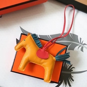 Hermes Rodeo Horse Bag Charm In Yellow/Piment/Green Leather Top Replica HMS52V73307