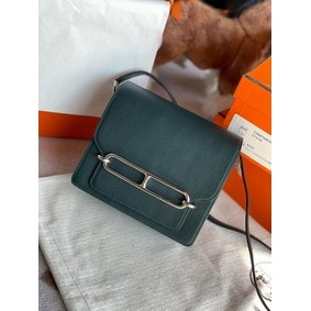 AAA Hermes Roulis 19cm Evercolor 9D H9003 Lake water blackish green&Silver HMS8E07L6PF