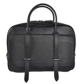 Best Quality Hermes Steve 38CM Travel Bag Clemence Leather Black HMS4G3V5C42