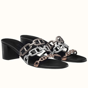 Fake Hermes Tandem Sandals In Gold/Silver Lambskin HMSTD66U4KO