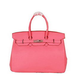 Hermes Birkin 35CM Tote Bag Pink Original Grainy Leather H35 Silver 1:1 Replica HMSE2LI34Y7