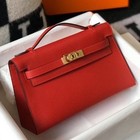Hermes Kelly Pochette Bag In Red Epsom Leather Replica HMSXP0E5G62