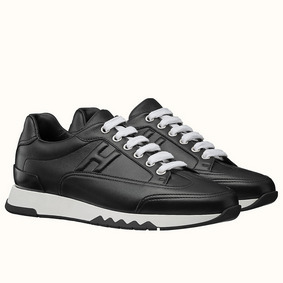 Hermes Men's Trail Sneakers In Black Calfskin Leather Replica HMS52V3RI4Q