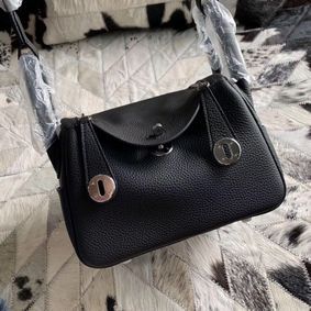 Hermes Mini Lindy Original Togo Leather Bag 5088 Black Replica HMSCR9FQWCK
