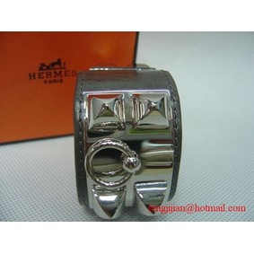 2010 Hermes Gray Leather Silver Bangle 1171 Top Replica HMSV3SRRY8U