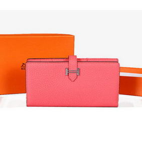 Hermes Bearn Japonaise Bi-Fold Wallet Original Leather A1018 Pink 1:1 Replica HMSMNKHVH24
