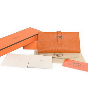 Hermes Bearn Japonaise Smooth Leather Tri-Fold Wallet H308 Orange 1:1 Replica HMSGE0DMN2I